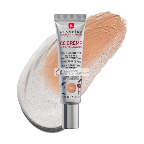 Erborian CC Creme mit Centella Asiatica Leichtes Hautperfektionierendes Tönungsfeuchtigkeit und aufhellende Gesichtscreme Helle Nuance SPF 25 15ml