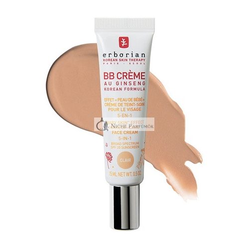 Erborian BB Cream mit Ginseng Komplex 5-in-1 Koreanische Kosmetikbehandlung SPF 20, 15ml