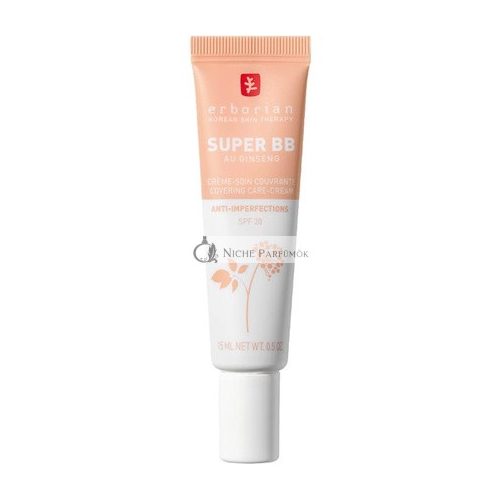 Erborian Super BB Cream mit Ginseng, Vollabdeckende BB Cream für zu Akne neigende Haut, 15ml