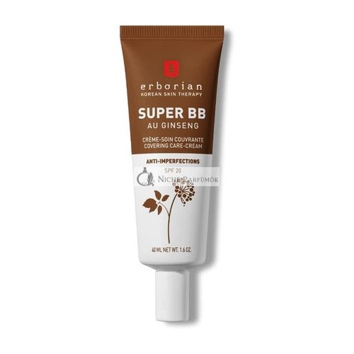 Erborian Super BB Cream mit Ginseng, Vollständige Abdeckung BB Cream für Akneanfällige Haut, 40ml