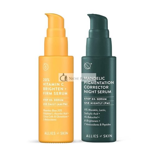 Allies of Skin Brightening Serum Csomag Mandelic Pigmentáció Korrektor Éjszakai Szérum, 30ml