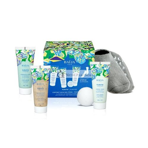 Baïja Reinigungs Fußset 30ml Peeling + 30ml Maske + Reinigungscreme + Paar Socken + Badebombe